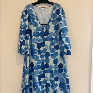 Blue Polka Floral V-Neck Women’s Dress